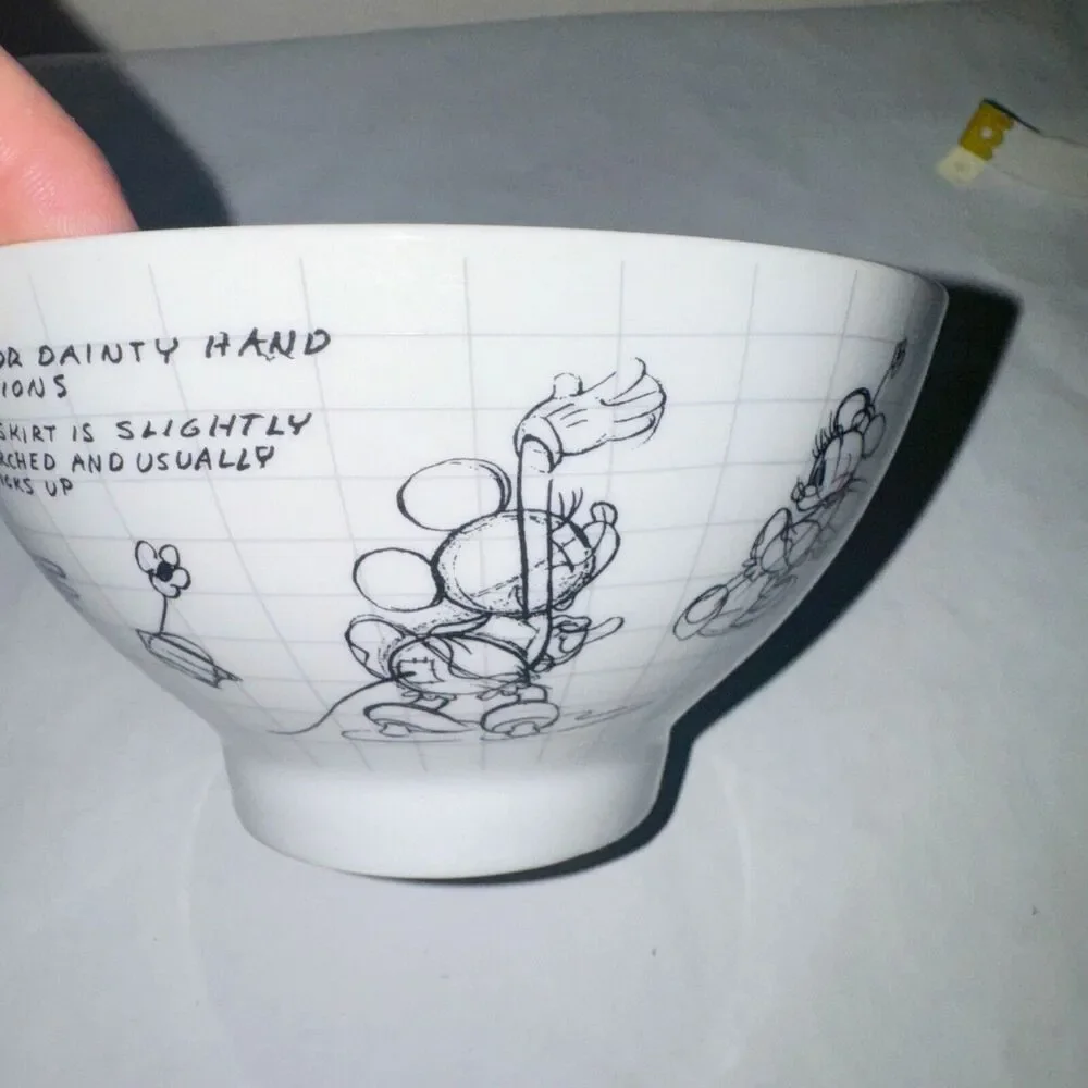 Disney Mickey Minnie Mouse Sketchbook Bowls Set 2 Ceramic Soup Cereal Salad